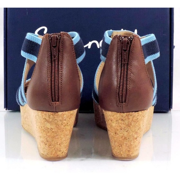 Splendid Wishful Platform Wedge Sandals Heels Chambray Blue Textile Size 10 - Picture 3 of 8